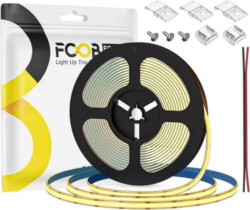 Miniatura 25 de Tira de luces LED COB DC24V de 16.4 pies, 6000 K, blanco frío, 320 LED, flexible, de alta densidad, uniforme, brillante, 9W/m, CRI90+ regulable