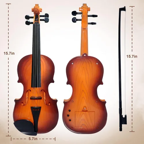 Miniatura 5 de Juguete de violín de 16 pulgadas para niños, juguetes de violín de 4 cuerdas, instrumentos musicales para niños, instrumento electrónico portátil