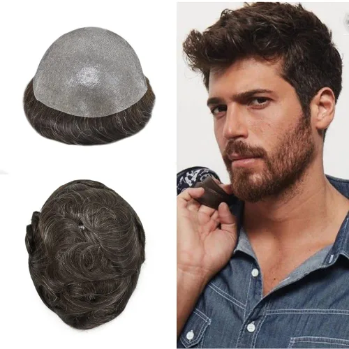 Miniatura 28 de Hair Nature - Tupé para hombres, sistema de repuesto de piezas de cabello humano, unidades de pelo negro con bucle en V de piel fina, 100% cabello