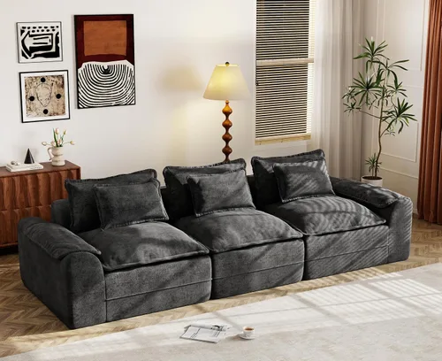 Miniatura 18 de Hobestluk Cloud - Sofá individual de espuma viscoelástica con asiento profundo, sofá en forma de L con funda extraíble, sofá grande para sala