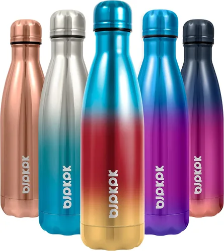 Miniatura 92 de BJPKPK Botellas de agua de acero inoxidable con aislamiento de 17 onzas, mantiene el frío y el calor, brillante oro rosa Oro rosa brillante