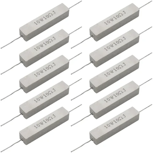 Miniatura 24 de 10 resistencias de cable de plomo axial de 10 W, 0.5 ohmios y 5 % – Resistencias de potencia de cemento cerámico fijas de heridas blancas