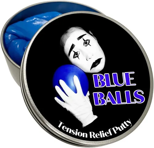 Miniatura 3 de Blue Balls - Masilla para aliviar la tensión, divertida masilla de estrés para hombres, juguete para ansiedad, azul, lata de metal