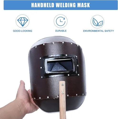 Miniatura 3 de Angoily Máscaras de soldadura de mano, casco de trabajo, escudo de soldadura con asa, herramienta de protección de seguridad facial para lugares