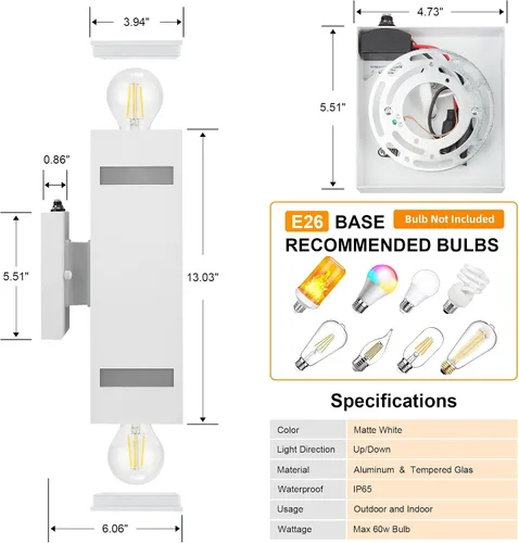 Miniatura 7 de Luces de pared para exteriores con sensor de anochecer a amanecer, paquete de 2, de aluminio, moderno, impermeable, cilíndrico, cuadrado, farol