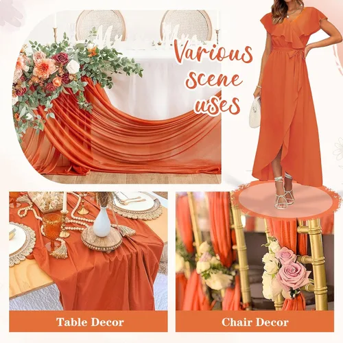Miniatura 2 de The Yard, tela de gasa naranja quemada de 10 yardas, 58 pulgadas de ancho, elegante tela de gasa transparente para disfraces de boda, costura
