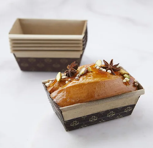 Miniatura 4 de Pastry Chef's Boutique Moldes de papel rectangulares desechables para pan, hechos de forma natural, reciclable, aptos para microondas y horno, molde