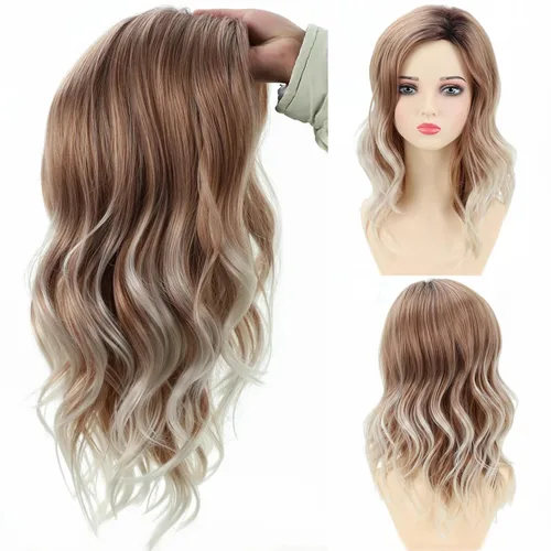 Miniatura 21 de TISHINING Pelucas rubias cortas en capas para mujeres blancas, longitud de la barbilla, color rubio ceniza, parte lateral, peluca Pixie Bob, cabello
