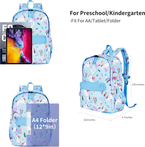 Miniatura 4 de KK CRAFTS Mochila preescolar para jardín de infantes y niños pequeños, mochilas para escuela primaria para niños y niñas con correa para el pecho