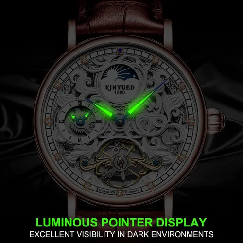 Miniatura 3 de IK COLOURING Relojes mecánicos para hombre, reloj de pulsera de esqueleto automático de lujo Tourbillon impermeable de cristal automático para hombre