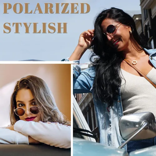 Miniatura 3 de Gafas de sol Joopin polarizadas, estilo Lennon, redondas, gafas de sol estilo hippy redondas para mujer y hombre