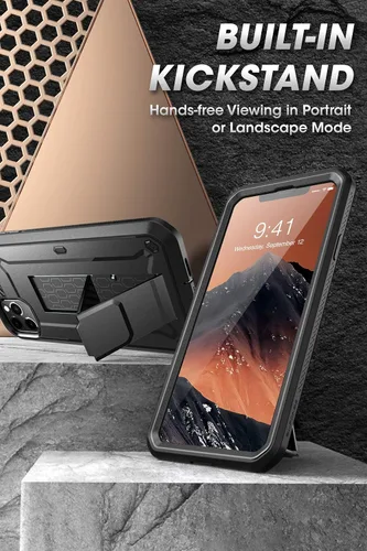 Miniatura 3 de SUPCASE Funda para iPhone 11 Pro Max con protector de pantalla (Unicorn Beetle Pro), [soporte integrado y clip para cinturón] Funda protectora Negro