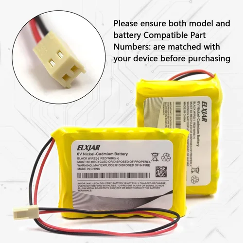 Miniatura 5 de Paquete de 2 baterías Ni-CD de 6 V y 800 mAh compatibles con 705105, Emergi-Lite 0018701, 850.0054 850.0035, OSI OSA013AA CUSTOM-125 Dantona