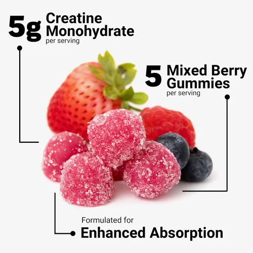 Miniatura 3 de Force Factor Gomitas de Creatina Monohidrato, dosis de 5g para hombres y mujeres para apoyar el músculo, la fuerza, la recuperación, la salud