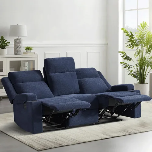 Miniatura 16 de GUEAPY Sofá Reclinable Manual Grande de 3 Plazas de Chenille Sofá Reclinable con Portavasos, Asiento Ancho, Fácil Montaje y Tela Resistente a