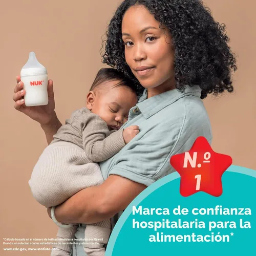 Miniatura 2 de NUK Perfect Match 2 en 1 botella natural y anticólicos con flujo medio, pezón ancho y adaptable, 8 onzas, paquete de 4, sin BPA