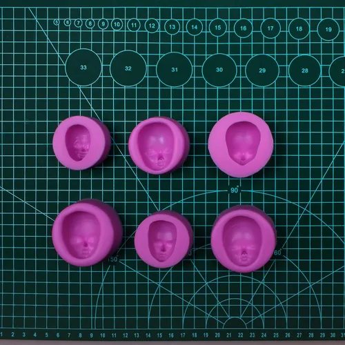 Miniatura 6 de Moldes de silicona para fondant, 6 paquetes de moldes de silicona de chocolate para cara de bebé, arcilla polimérica, muñeca, cara de elfo