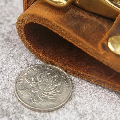 Miniatura 8 de Clip de llave de cinturón de cuero de grano completo resistente, soporte de llave de cinturón de cuero envejecido retro - BA05KC