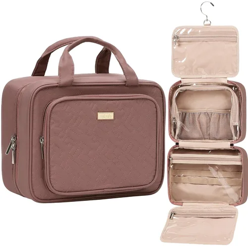 Miniatura 7 de NISHEL Neceser de viaje para mujer, organizador de artículos esenciales de maquillaje, estuche colgante para accesorios, cosméticos, Egeo-azul, M