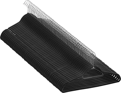 Perchas de terciopelo, paquete de 50 perchas resistentes que incluyen barra de corbata, muescas, hombro redondeado, material antideslizante y gancho