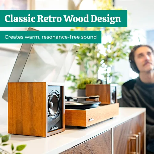 Miniatura 5 de Electrohome Huntley - Altavoces de estantería amplificados con amplificador integrado y controladores de 3 pulgadas para tocadiscos, TV, PC y Teca