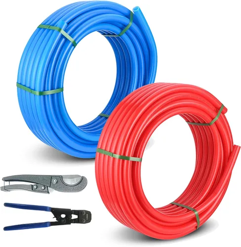 Miniatura 8 de Tubo PEX-B Niikappu azul y rojo de 1/2 pulgada, tubo Pex B de 2 x 50 pies (100 pies) para aplicaciones de fontanería de agua caliente/fría con un
