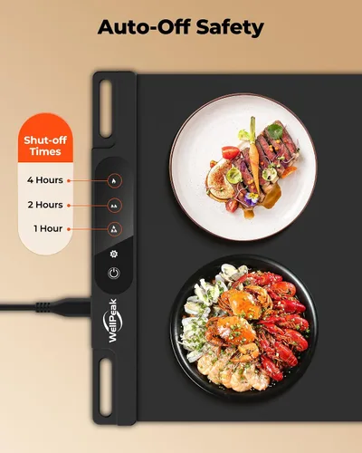 Miniatura 8 de Alfombrilla de calentamiento eléctrica para alimentos - Bandeja de silicona de calentamiento rápido de superficie completa con 3 niveles