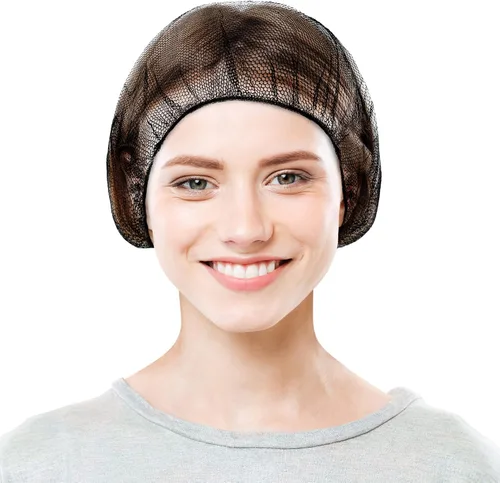 Miniatura 9 de EZGOODZ Redes desechables para el cabello para trabajadores del servicio de alimentos, nailon marrón de 28 pulgadas, banda elástica, unisex, paquete