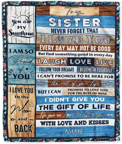 Miniatura 16 de Manta personalizada con texto en inglés «To My Sister from Brother I Love You Hugs» (texto en inglés) con texto en inglés «To My Sister», «I Love