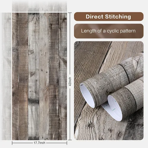Miniatura 5 de Livebor Papel Tapiz Gris Shiplap Despegar y Pegar Papel de Contacto de Madera 17.7" x 196.8" Papel Tapiz de Madera Desgastada Despegar y Pegar Pared