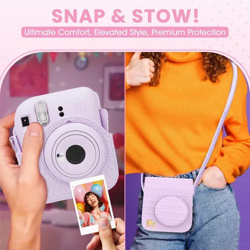 Miniatura 4 de Fujifilm Instax Mini 12 Cámara Instantánea Morado Lila + Funda de Diseño Personalizado Minimate + Película Fuji Instax 10 Hojas y Álbum de Fotos