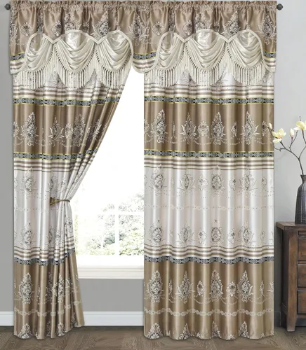 Miniatura 12 de GOHD Harmony Horizon. Panel de cortina jacquard con cenefa de lujo adjunta. Juego de 2 piezas. Cada pieza de 54 pulgadas de ancho x 90 pulgadas