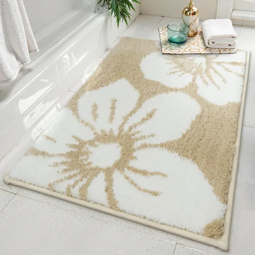 Miniatura 9 de Uphome Tapetes de baño para baño, 18 x 26, diseño floral, moderno, antideslizante, suave, lavable a máquina, absorbente, de secado rápido, tapete