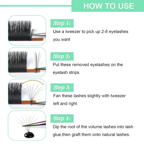 Miniatura 5 de Extensiones de pestañas “Easy Fan” de volumen DD-0.05-9-16, extensiones que se abren rápidamente, grosor de 03 .05 .07 .10, extensiones de pestañas
