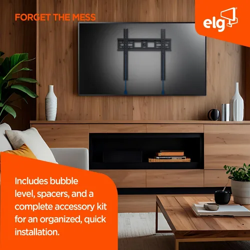 Miniatura 5 de ELG Soporte fijo de pared para TV de perfil bajo para pantallas planas de 26 a 65 pulgadas, máximo 110.2 libras, sistema de bloqueo automático