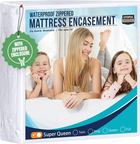 Miniatura 18 de Utopia Bedding - Protector de colchón impermeable tamaño Queen, con cierre, a prueba de chinches y ácaros, funda de colchón absorbente de seis lados