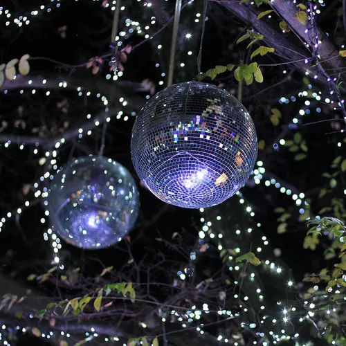Miniatura 6 de MECCANIXITY Bola de espejo, 4, 6, 8 pulgadas, bolas de cristal para decoración de discoteca reflectantes con anillo para colgar, tono plateado