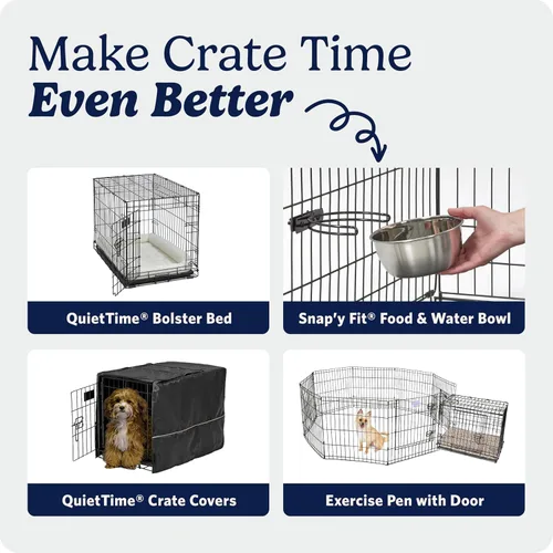 Miniatura 8 de MidWest Homes for Pets - Jaula para perros iCrate de una puerta, mejorada, incluye bandeja a prueba de fugas, patas protectoras de pisos, panel