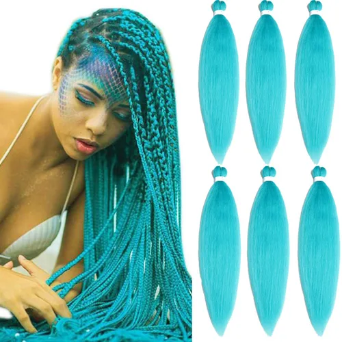 Miniatura 52 de Extensiones de cabello trenzado morado preestiradas, 20 pulgadas, 2 piezas de cabello sintético trenzado para niñas y mujeres, fiesta, disfraz