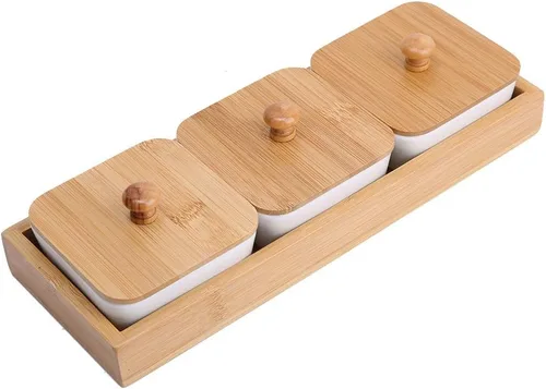 Miniatura 5 de TOPINCN Plato de cerámica para servir, plato rectangular con cubierta de bandeja, plato de postre para fiestas, aperitivos y cenas