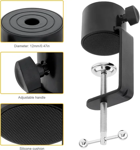 Miniatura 6 de Soporte de micrófono abrazadera de mesa para micrófono, brazo de tijera, soporte de brazo de tijera, soporte voladizo de agujero de rosca de 1/2