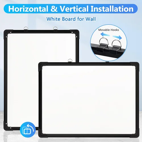 Miniatura 2 de Pizarra blanca de doble cara, 16 x 12 pulgadas, pizarra blanca pequeña para colgar en la pared, pizarra blanca magnética para colgar en seco
