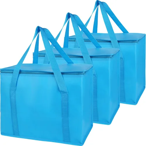 Miniatura 19 de Bodaon Paquete de 3 bolsas aisladas para entrega de alimentos para comidas calientes y frías, bolsas enfriadoras XXL, bolsa aislante para catering