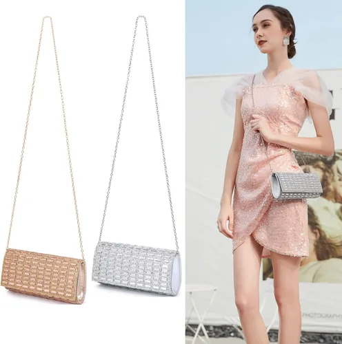 Miniatura 2 de Bolsos de noche para mujer, bolso cruzado brillante con diamantes de imitación, bolso cruzado para boda, graduación, fiesta, club