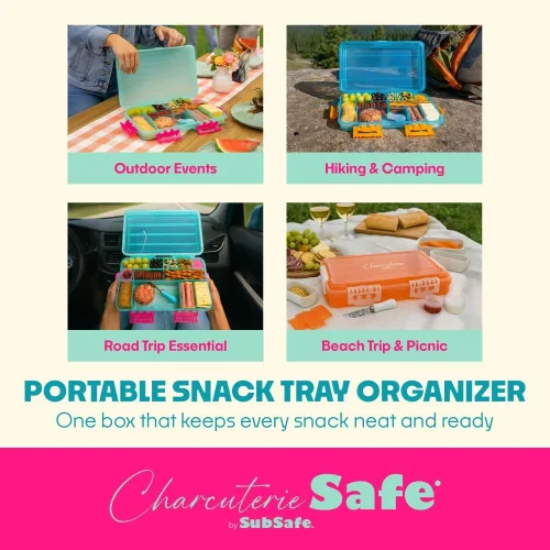 Miniatura 5 de SubSafe Caja fuerte para charcutería, sin BPA, tabla de embutidos segura para alimentos con tapa y asa, organizador portátil de bandeja