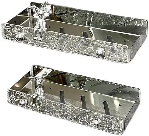 Organizador de ducha Estante De Ducha De Acero Inoxidable, Organizador De Almacenamiento De Champú Y Maquillaje, Sin Taladro, Esquina De Pared,