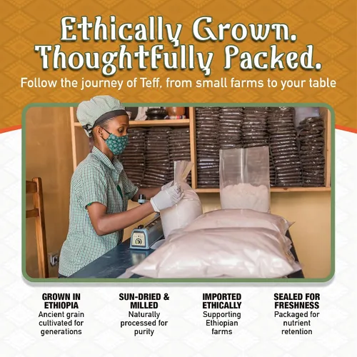 Miniatura 8 de Brundo Ethiopian Spice Company Harina de Teff sin gluten Grano de Teff etíope en polvo auténtico seleccionado y procesado Cosechado e