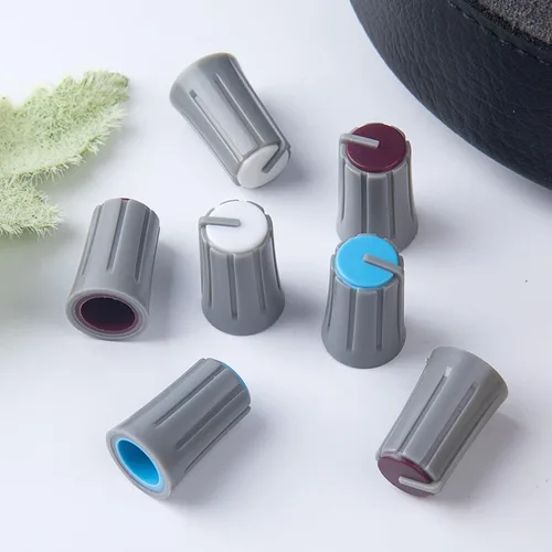 Miniatura 7 de 9 piezas de 6 mm tipo D perilla de potenciómetro, perilla giratoria de volumen y tono de guitarra de plástico, perilla de control de graves
