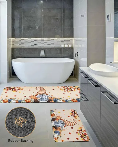Miniatura 5 de Tapete de baño de otoño de Acción de Gracias para bañera, antideslizante, de secado rápido y absorbente, tierra de diatomeas, para fregadero