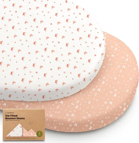 Miniatura 28 de Paquete de 2 sábanas de moisés para bebé niña y niño - 33x17 viscosa derivada de bambú, sábanas ajustables para colchón de moisés junto a la cama